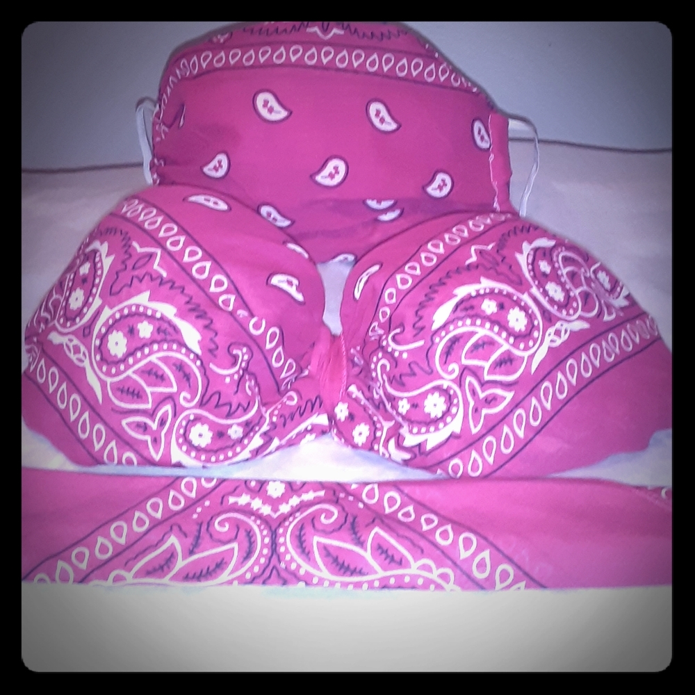 Bandana bikini top and facemask set